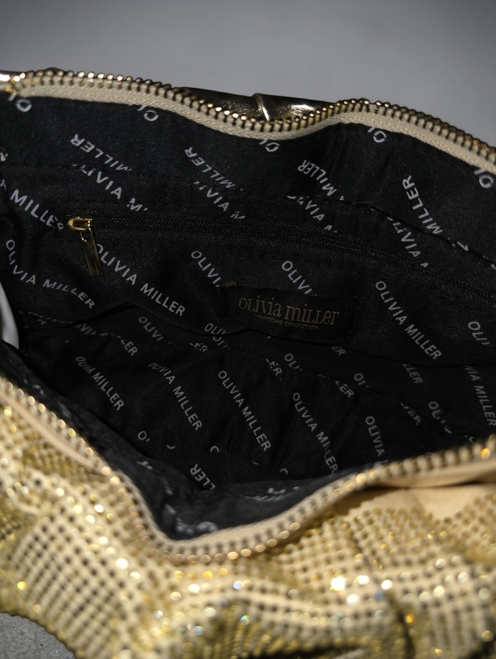 Nwt OLIVIA MILLER Metallic Gold Women's Shoulder Bag with Stud Detail - Picture 6 of 9